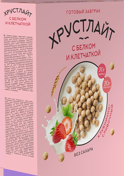 Сухой завтрак Хрустлайт с белком, клетчаткой (клубнично-сливочный)