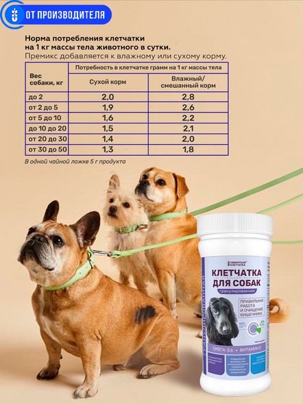 Клетчатка для собак «Кора» гранулированная, 500 гр